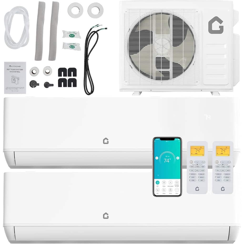 24 SEER2 18000 BTU Dual Zone Mini Split Air Conditioner, 9K+9K, 230V