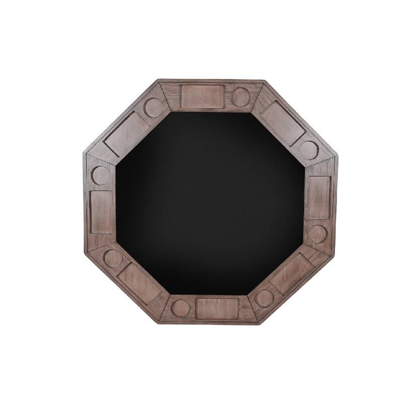 Yael Game Table w Reversible 53 Inch Black Felt Tabletop, Brown Mahogany Wood