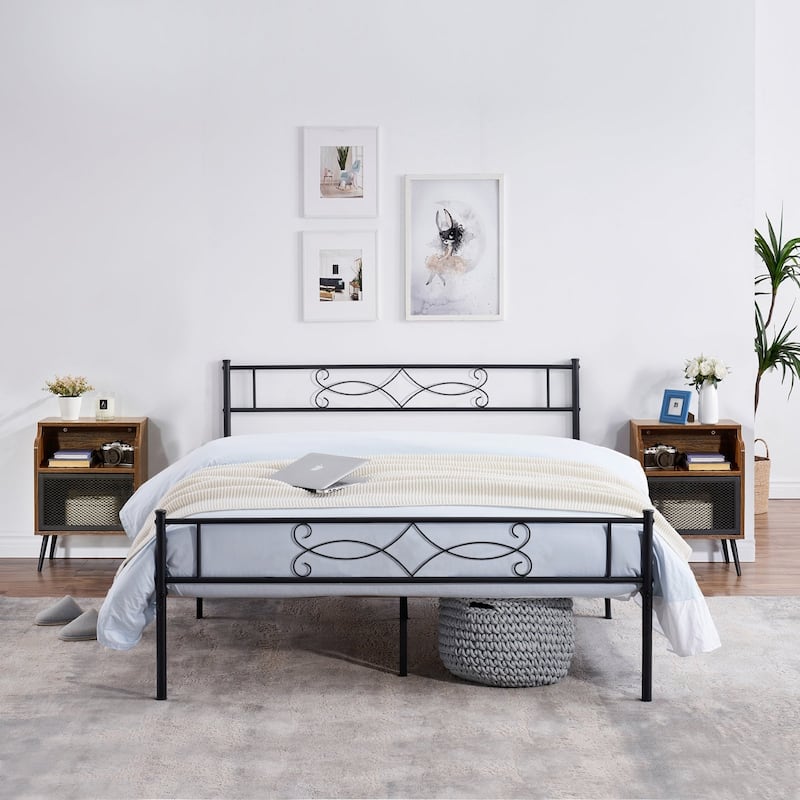 Taomika 3-pieces Bedroom Set with Metal Bed Frame and Nightstands