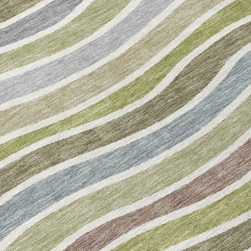 Machine Washable Indoor/ Outdoor Contemporary Stripe Chantille Rug