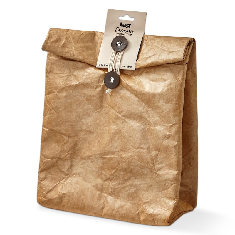 Caravan Insulated Lunch Bag - Brown Aluminum Tote, Wipe Clean, 11.8" H x 9.84" L x 4.33" W, Perfect for Summer Outings