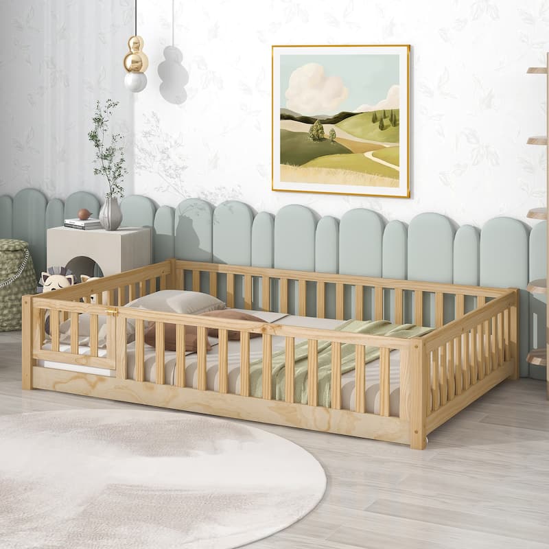Floor Platform Bed With Fence And Door