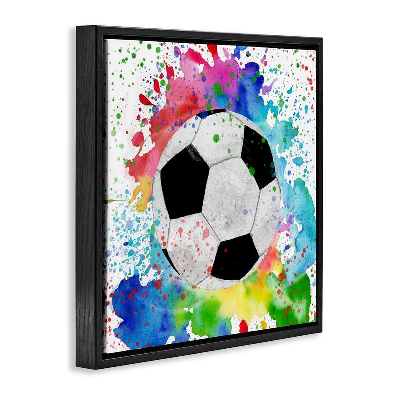Stupell Vivid Splash & Soccer Ball Framed Floater Canvas Wall Art Design By Kim Allen
