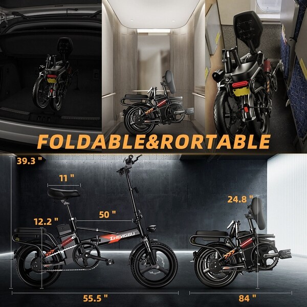 400W Electric Commuter Bikes, Folding Mini Ebike 14'' Electric