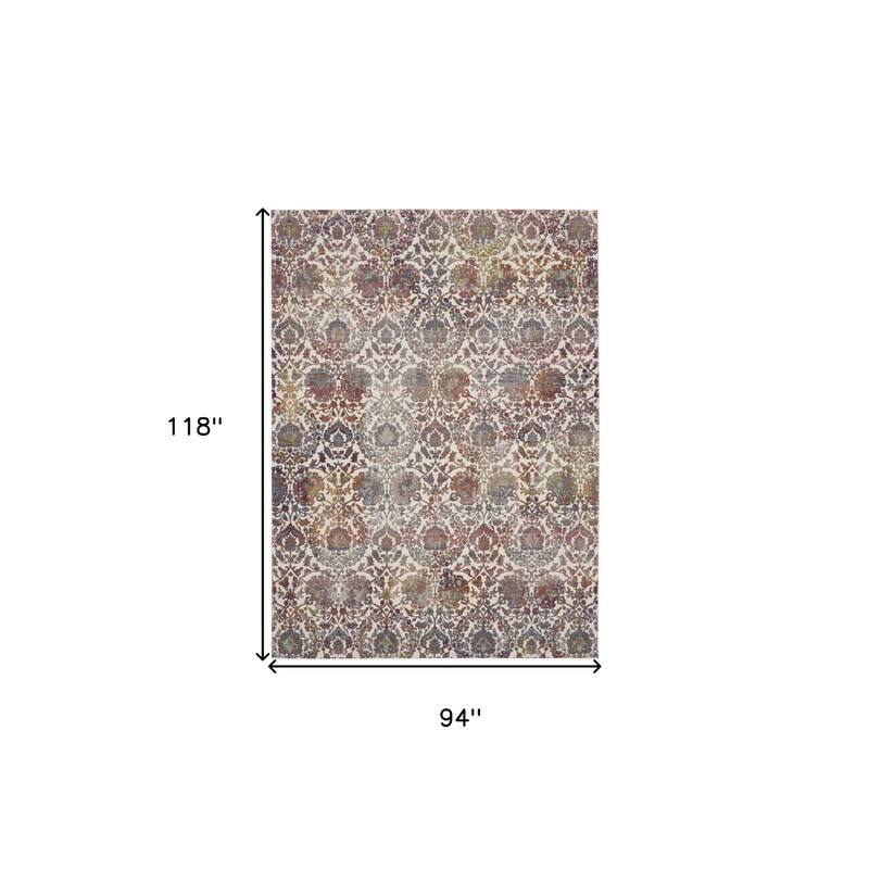 Power Loomed Distressed Floral Traditional Non Skid Area Rug - 118' X '94' X '0.5