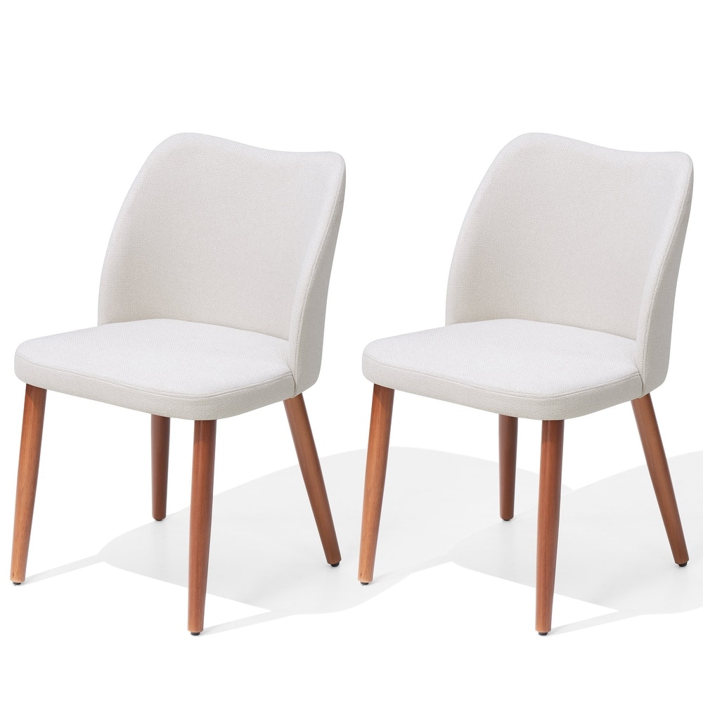 Modern Upholstered Dining Chairs with Padded Seat and Wood Legs