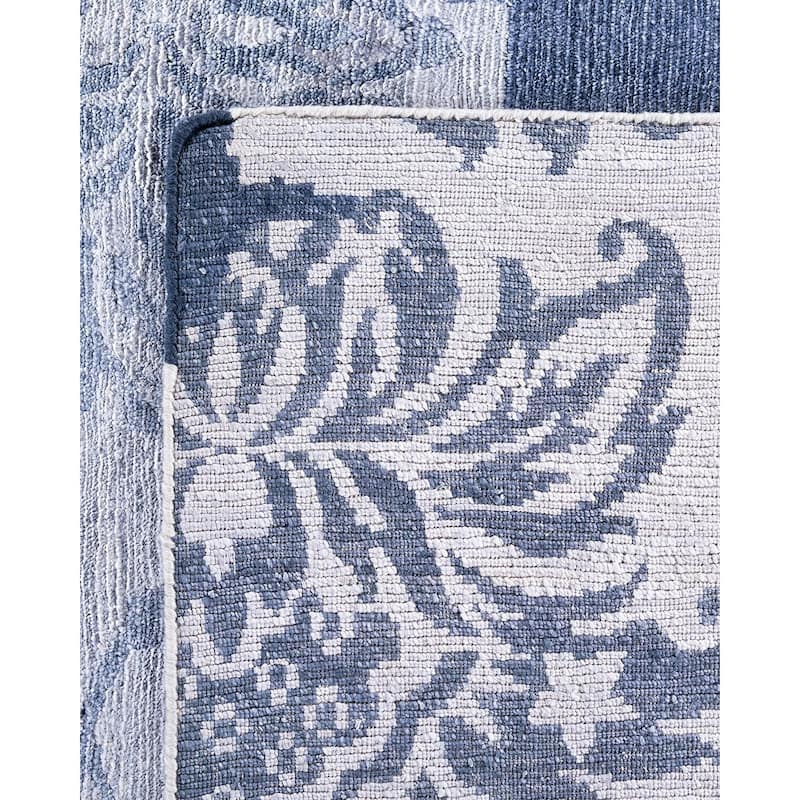 Modern One-of-a-Kind Handmade Area Rug, Blue - 9' 0" x 12' 1"