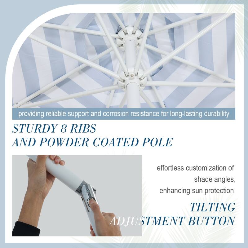 Aoodor 9FT Outdoor Patio Market Umbrella with Push Button Tilt and Crank