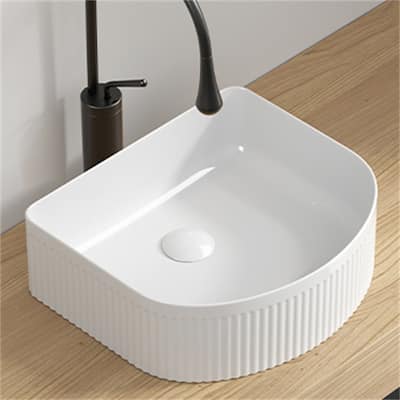 Modern Rectangle Small Bathroom Ceramic Vessel Sinks Above Counter