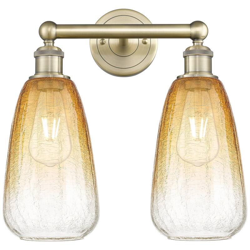 Innovations Lighting 616-2W-16-15 Brookhaven Almond Vanity Brookhaven - Antique Brass / Amber