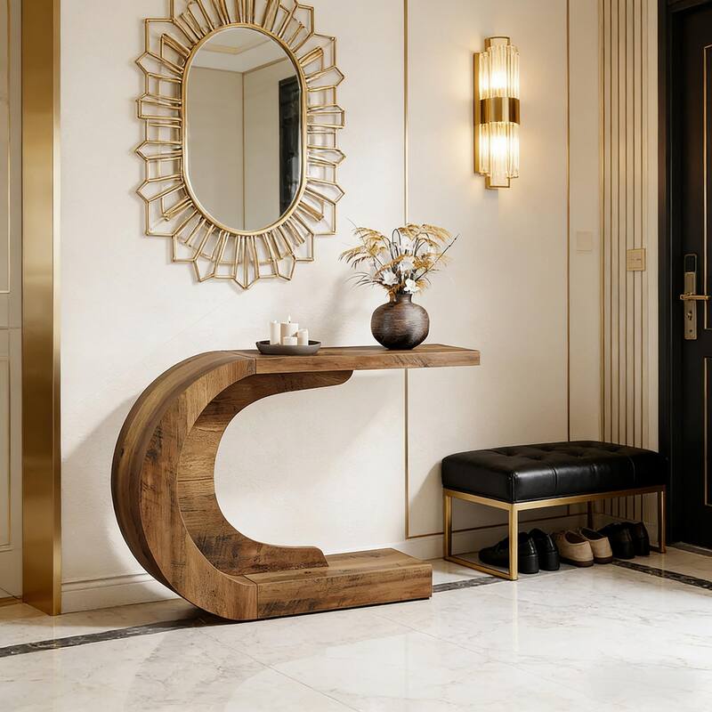 Contemporary C-Shaped Console Table - Modern Hallway Table & Coffee Table