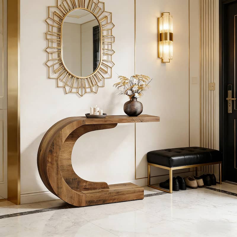 Contemporary Hallway Table, Modern Console Table, C-Shaped Coffee Table