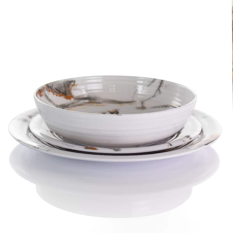 Elama Fine Sculpture 12 pc Lightweight Melamine Dinnerware Set