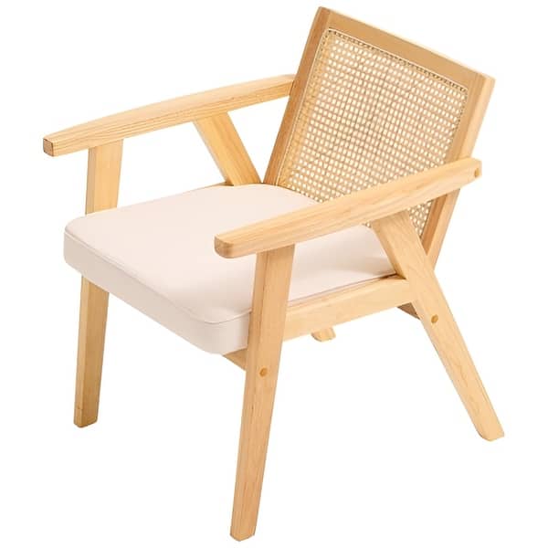 slide 2 of 11, Mid-Century PE Rattan Accent Chair Solid Wood Frame - 25.20" x 26.38" x 30.31" Brown