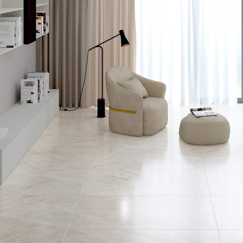 Galleria White Semi-Polished Porcelain Tile - Floor, Wall - Large Format - White - 24 x 48 - Case of 2 (15.5 Sq. ft.)