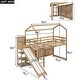 preview thumbnail 6 of 14, Twin Size Wood House Loft bed with Slide, Storage shelves and Light,Multifunctional Storage 3 Beds in 1 with Light