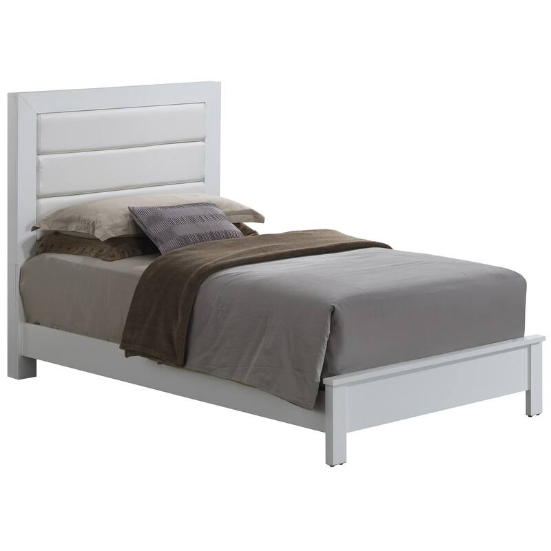 Faux Leather Upholstered Twin Panel Bed - 81" - White