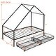 preview thumbnail 16 of 28, Twin Size Metale Floor Bed Frame w/ Roof Design for Kids Bedroom