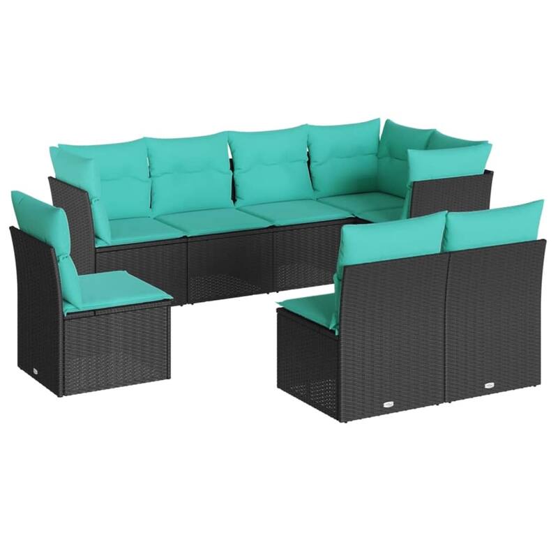 vidaXL Patio Sofa Set with Cushions Outdoor Furniture 9 Piece Poly Rattan