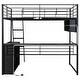 preview thumbnail 23 of 24, Modern Loft Bed with LED Design, Desk and 4 Storage Shelves, Space-Saving Metal Loft Bed Frame with Full-Length Guardrails