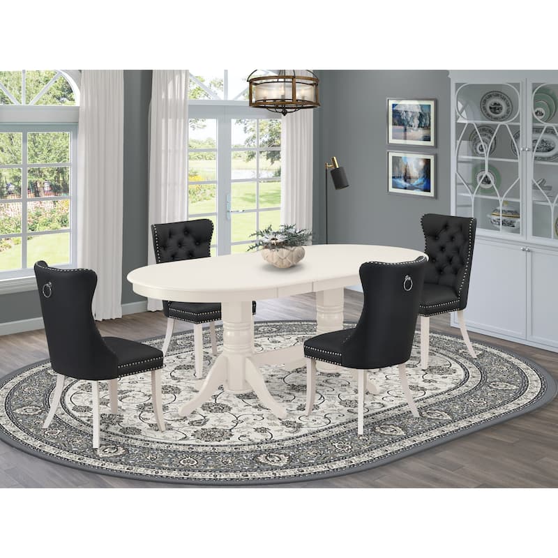 East West Furniture Kitchen Set Contains an Oval Dining Table and Upholstered Chairs, Linen White (Pieces Options) - VADA5-LWH-12