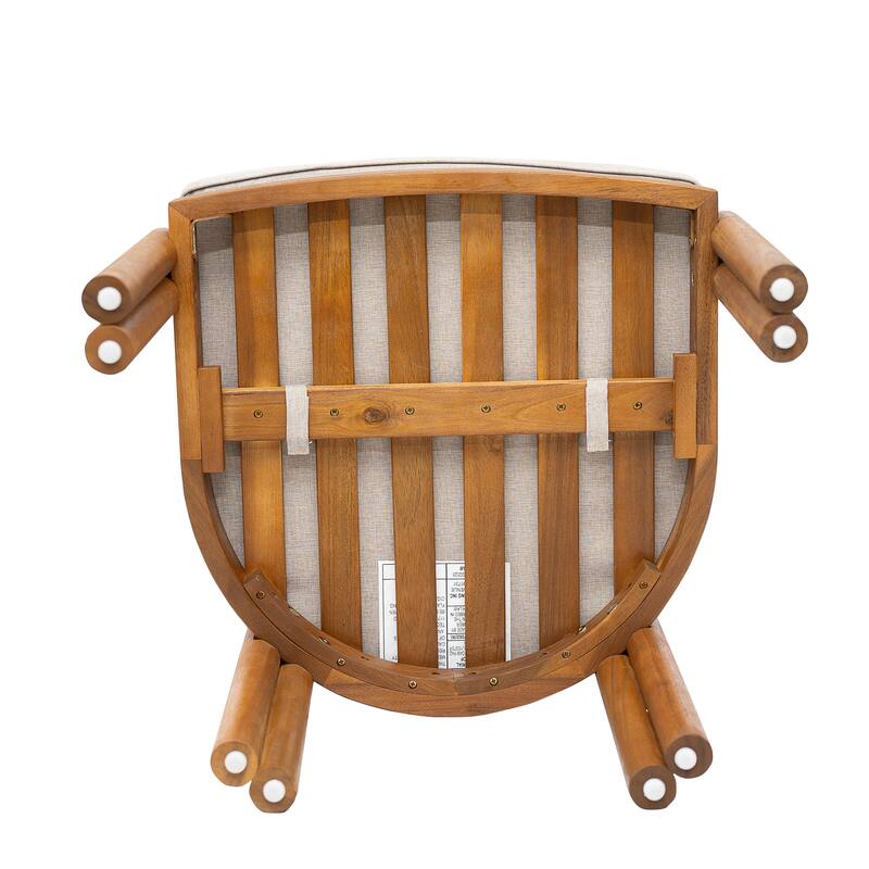 Christopher Knight Home - Outdoor Solid Wood Dining Set with Cushioned Armrest Chairs in Teak Finish (9-Piece Set)