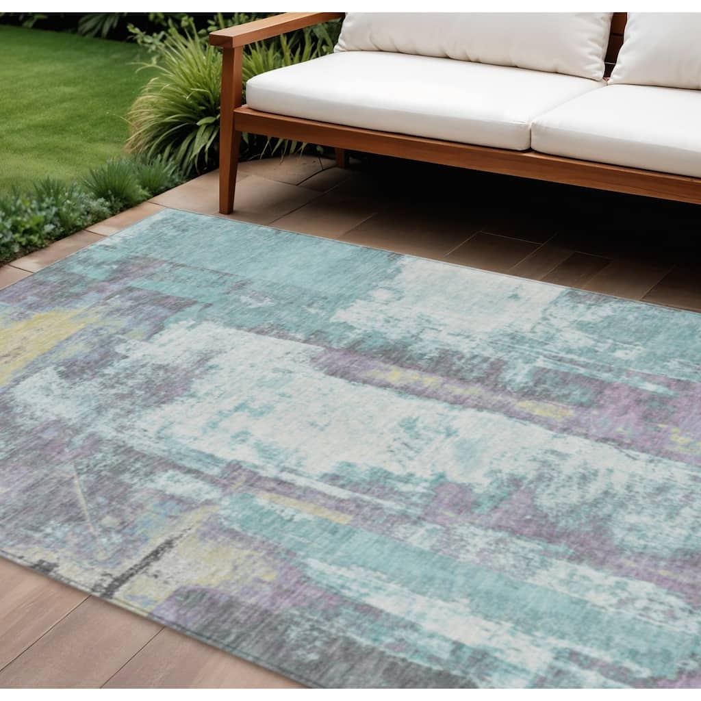HomeRoots Abstract Transitional Rectangle Outdoor Rug