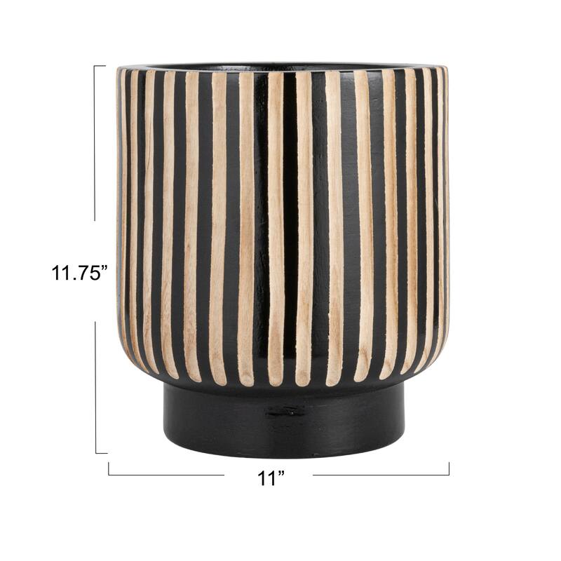 Hand-Carved Wood Planter