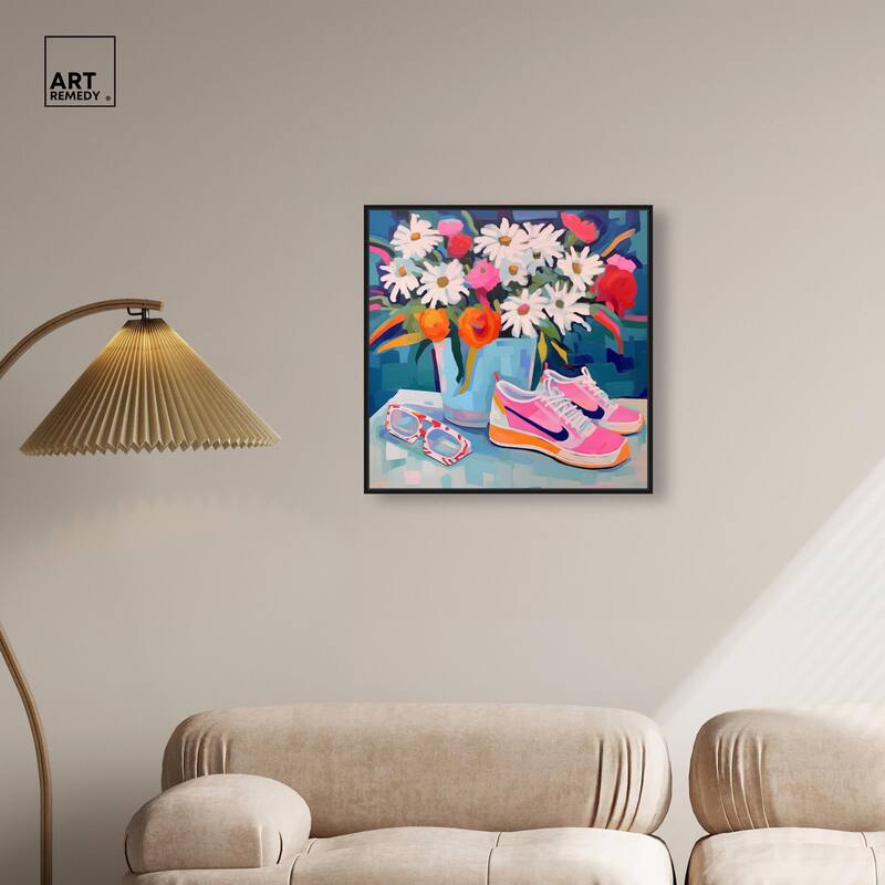 Whimsical Sneakers Flower Vase Canvas by Art Remedy