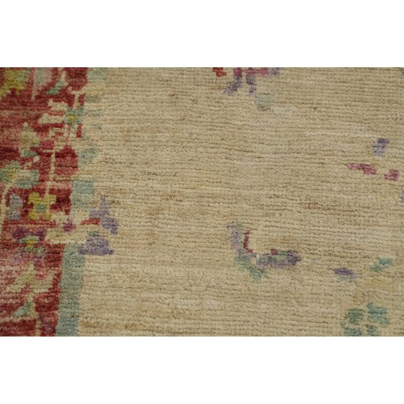 Hand Knotted Oriental 100% Wool Carpet Traditional Floral Beige & Ivories Ziegler Runner Rug - 8' 3'' X 2' 7''