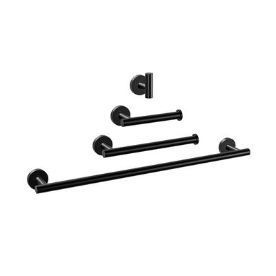4-Piece Bathroom Hardware Accessories Set, Wall Mount Towel Bar, Toilet Paper Holder, Hand Towel Rack 1 Towel Hooks