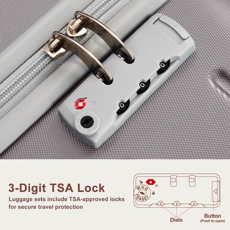 Premium ABS Travel Luggage Set, 3-Piece TSA Lock Suitcase Ensemble with 20, 24, and 28 Inch Sizes with 360°Spinner Wheels