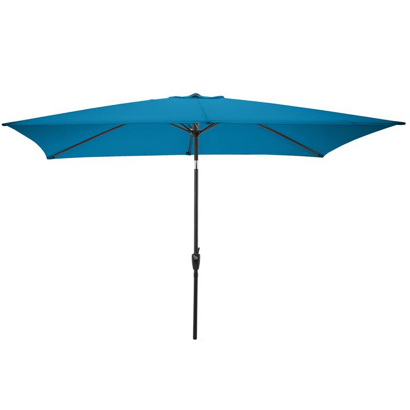 Rectangular Patio Umbrella - 10 Ft Easy Crank Sun Shade with Push Button Tilt by Pure Garden (Turquoise)
