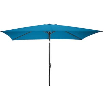 Rectangular Patio Umbrella - 10 Ft Easy Crank Sun Shade with Push Button Tilt by Pure Garden (Turquoise)