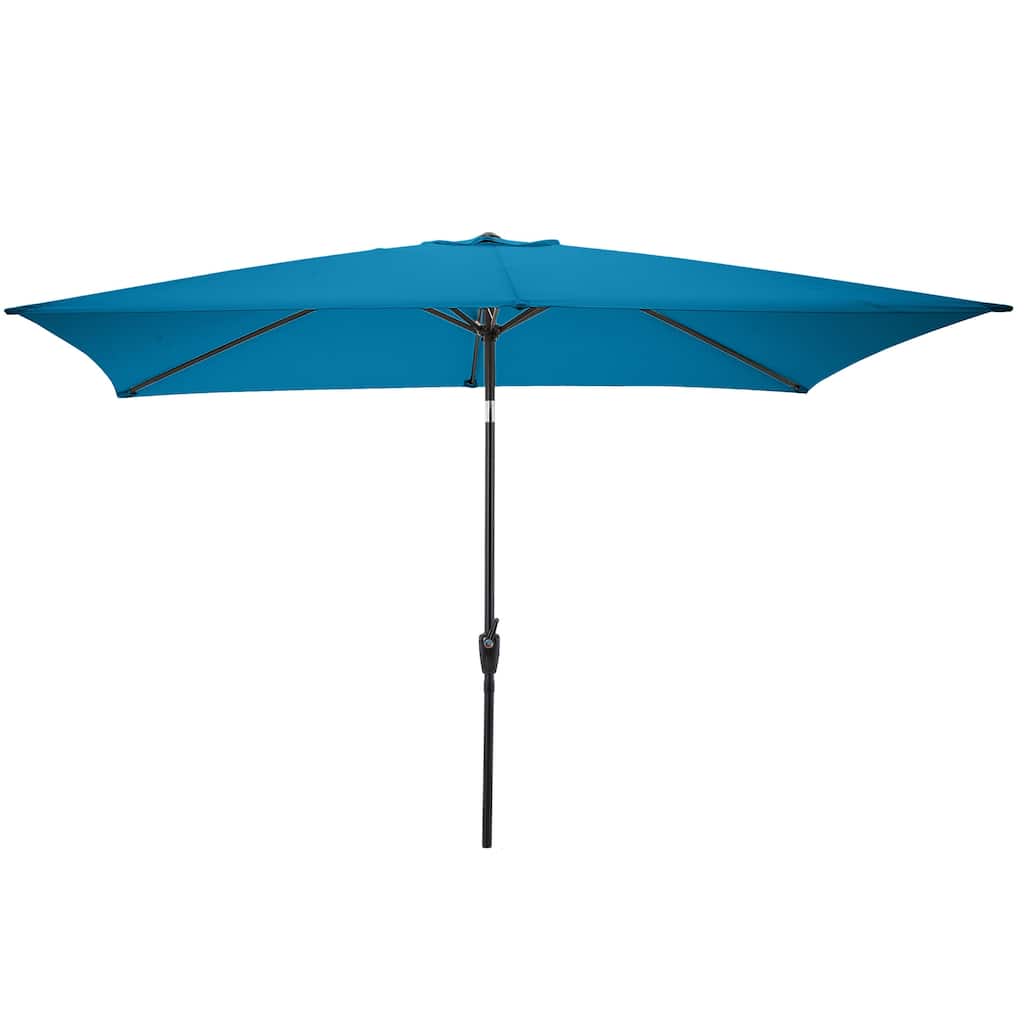 Rectangular Patio Umbrella - 10 Ft Easy Crank Sun Shade with Push Button Tilt by Pure Garden (Turquoise)