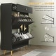 preview thumbnail 6 of 25, HOMCOM Narrow Shoe Cabinet for Entryway, Modern Shoe Storage Cabinet with Wave-like Panels, 2 Flip Drawers