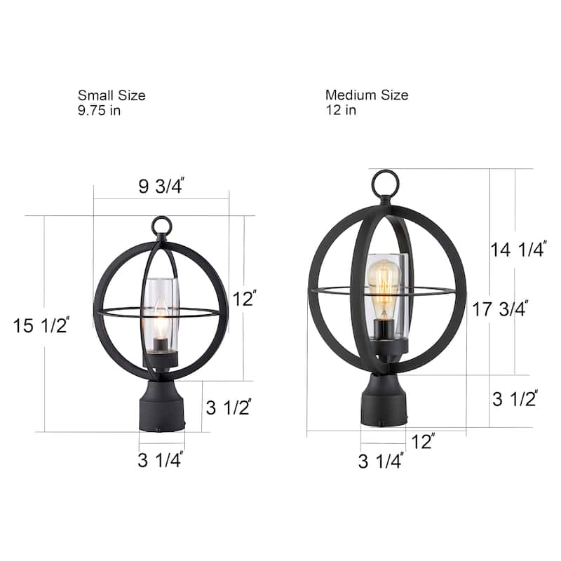 C Cattleya Black 1-light 9.75"/12" Global Cage Outdoor Post Light