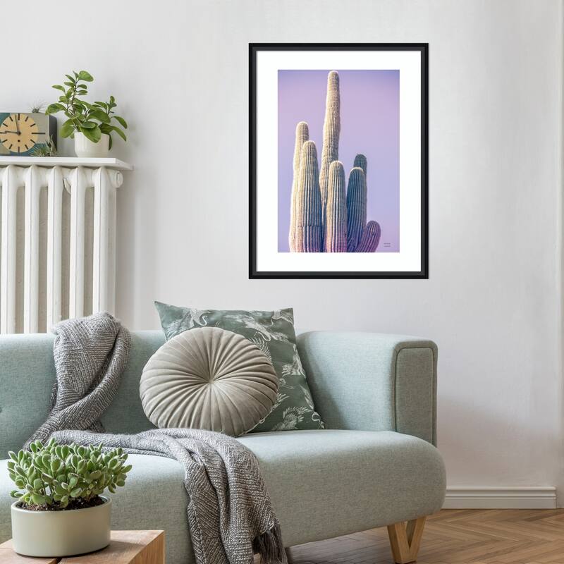 Saguaro Purple Pastel by Nathan Larson Wood Framed Wall Art Print