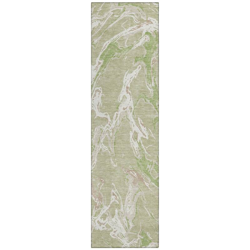 Machine Washable Indoor/ Outdoor Modern Wave Chantille Rug