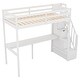 preview thumbnail 9 of 24, Twin Size Wooden Loft Bed with Storage Staircase and Built-in Desk,Modern Style