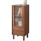 preview thumbnail 7 of 6, Clihome Vintage Glass Door Corner Storage Cabinet with Shelves & Drawers