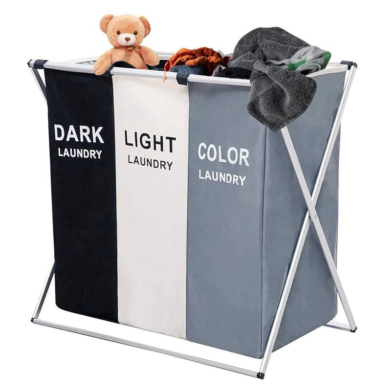 ColourTreeUSA Heavy Duty 3 Bag Collapsible Removable Laundry Sorter Organizer Hamper