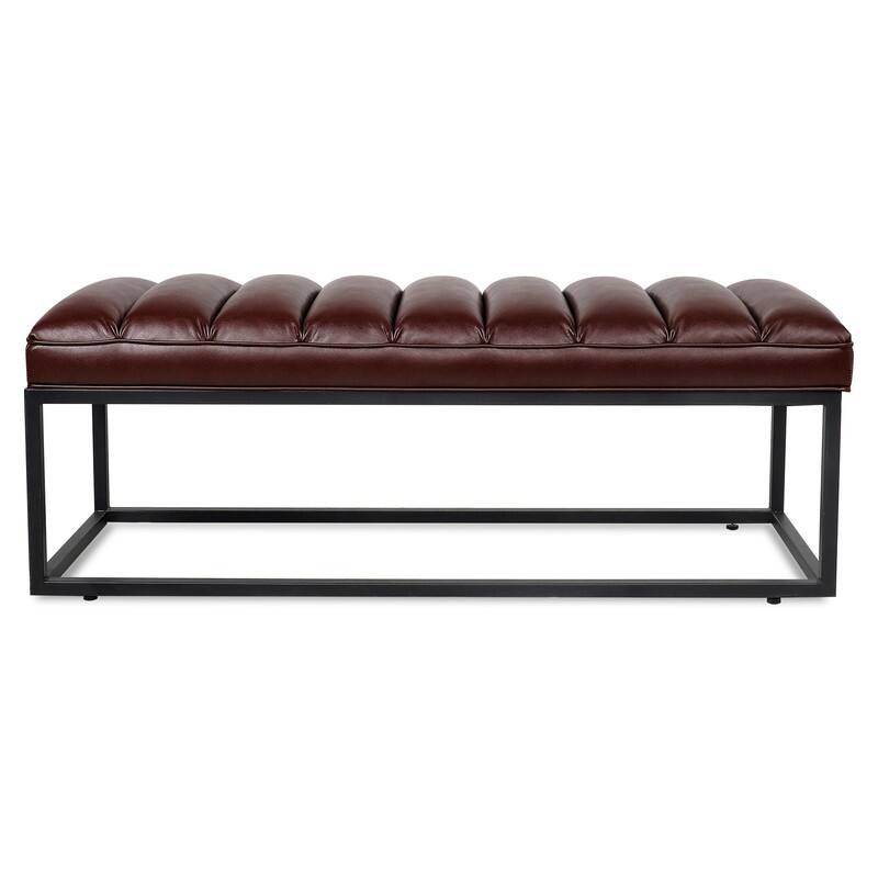 53'' PU Leather Upholstered Bench with Metal Base for Bedroom and Entryway