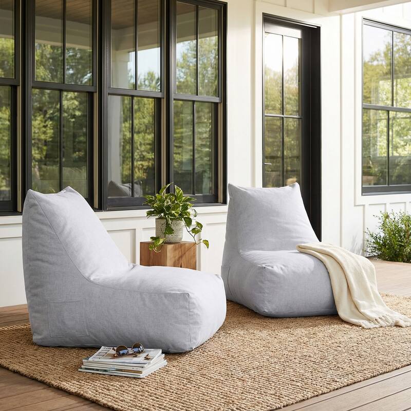 Christopher Knight Home - Lila Outdoor Patio Ergonomic Upholstered Bean Bag Chair with Shredded Foam Filled & Removable Cover