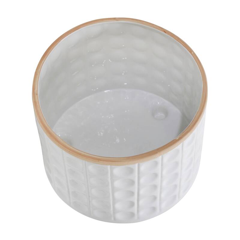Sagebrook Home Indoor Outdoor Ceramic Textured Footed Planters Set of 2