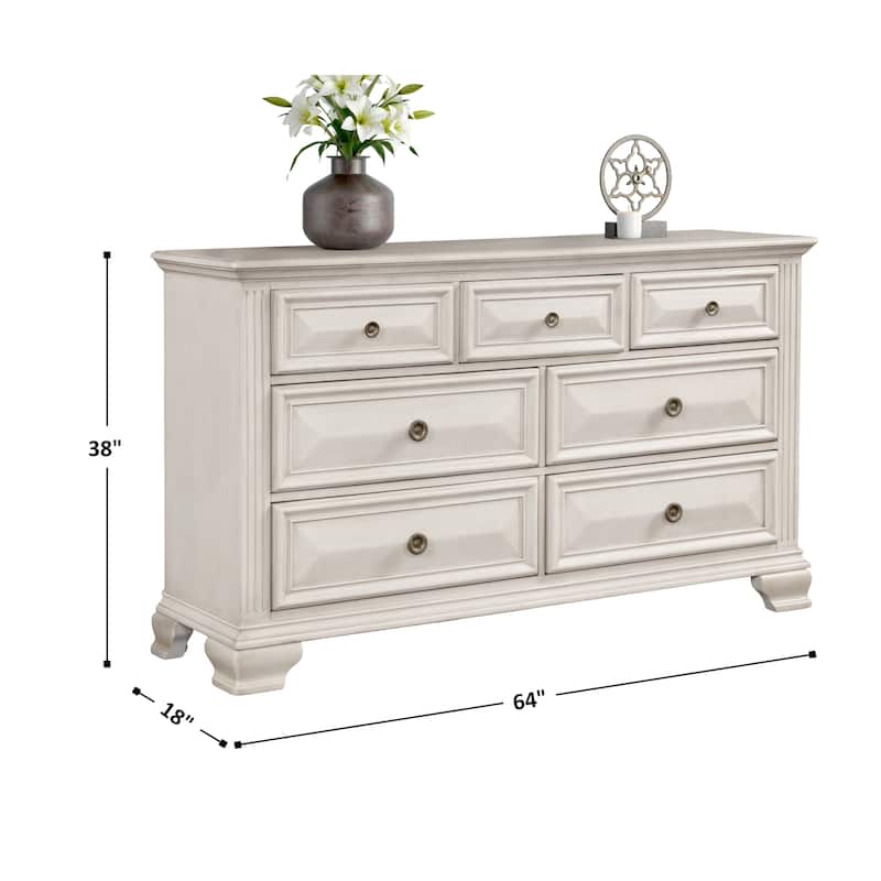Roundhill Furniture Renova Distressed Parchment 7-drawer Dresser