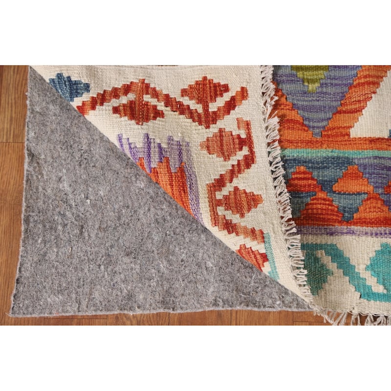 Geometric Kilim Oriental Rug Wool Carpet - 6'2"x 8'1"