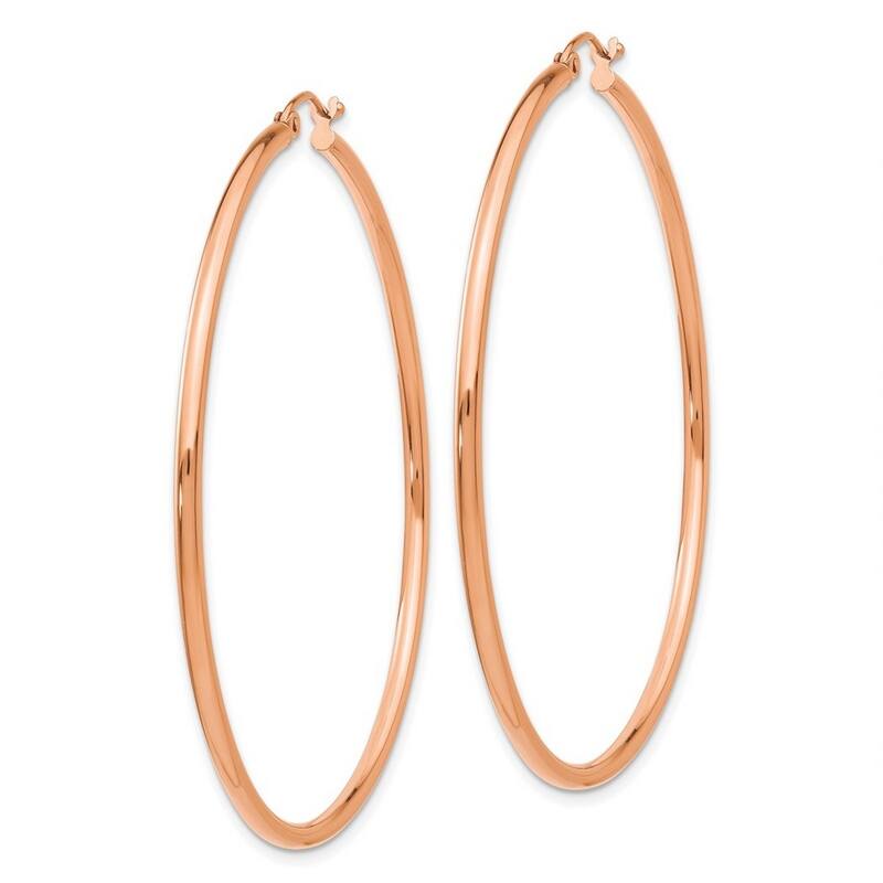 Curata 14k Rose Gold Polished Lightweight Tube Hoop Earrings - 57.25x56mm