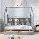 preview thumbnail 2 of 7, Gray Wooden House Bed with 2 Drawers, 8 Storage Shelf, Kids Bed