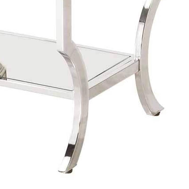Glass Top End Table with Mirrored Bottom Shelf, Clear and Silver - 22 H x 19.75 W x 19.75 L Inches
